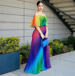 Gradient Pleated Sexy Dress Mimarta