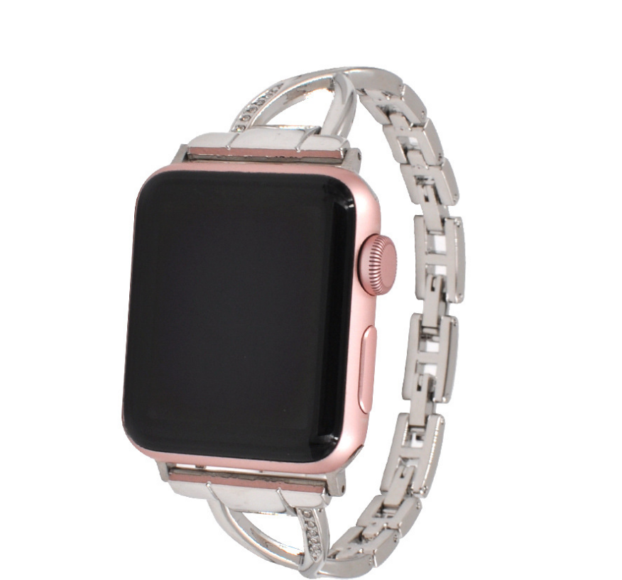 Apple Watch Band X-Type Stainless Steel with Diamonds Mimarta
