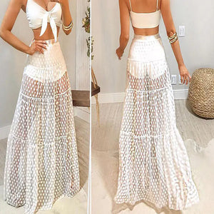 Large Swing Skirt with Perspective Polka Dot Pleats Mimarta
