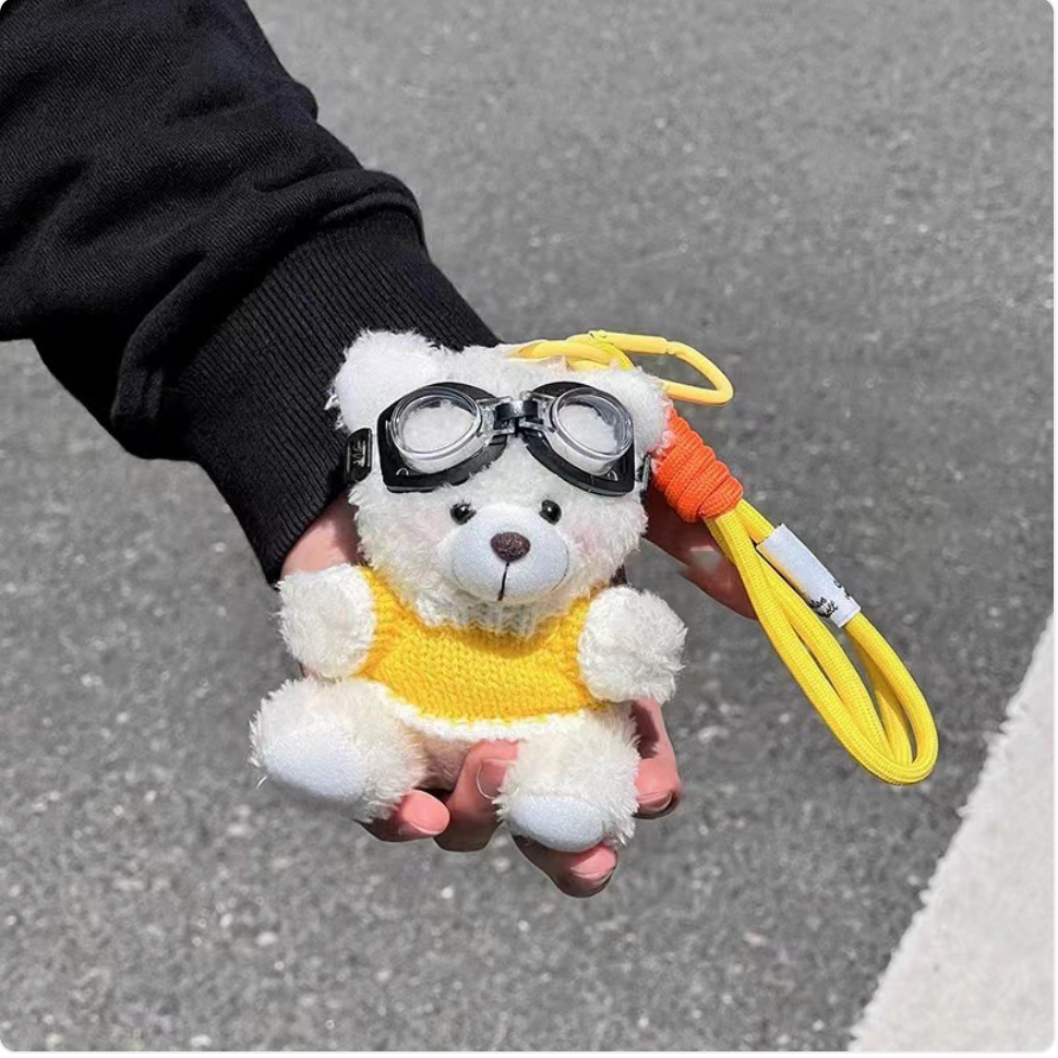 Cartoon Pilot Bear Plush Keychain Mimarta