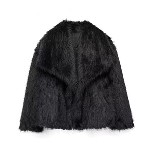 Women's Faux Fox Fur Coat: Luxe Furry Jacket for Autumn and Winter Rieworkes
