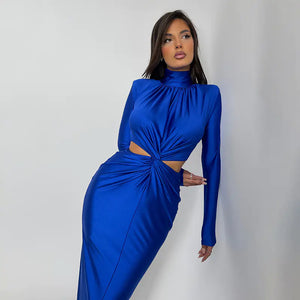 Fashionable Women's Half Turtleneck Long Sleeve Dress Mimarta