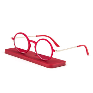 KoKoBin Ultra-thin flat anti-blue round reading glassesunbreakable pocket-sized anti-glare glassesRed 3.00 Mimarta