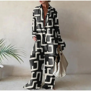 Loose Stripe Pants Set Elegant Long Sleeve Top Rieworkes
