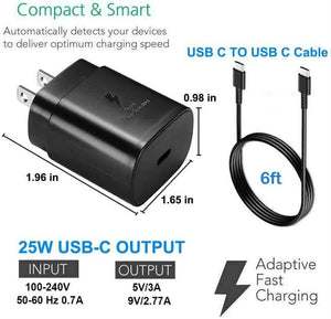 25W Type USB-C Super Fast Wall Charger +6FT Cable For Samsung Galaxy S20 S21 S22 Rieworkes