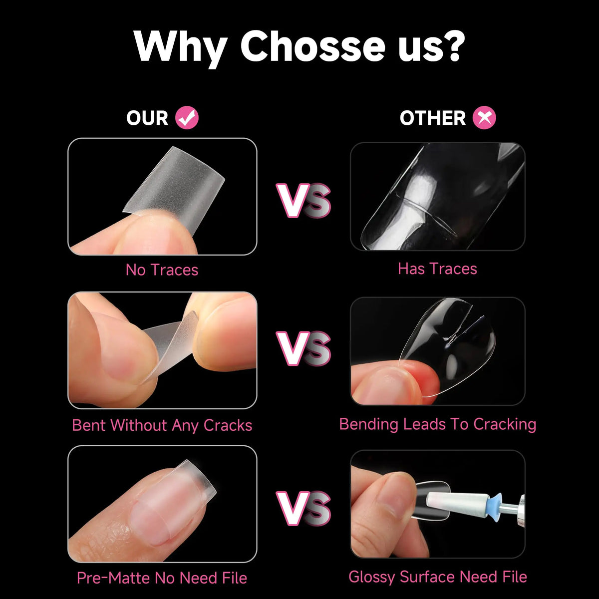 UNA GELLA Short Coffin Fake Nails 504Pcs Half Cover Matte Nail Tips Extra Short Coffin Gel X Nail Tips No C Curve Pre-buff No Need File Salon Quality Nail Extension DIY Nail Art Salon 12 Sizes C3-Half Short Coffin Rieworkes