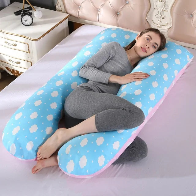 Sleeping Support Pillow For Pregnant Women Body PW12 100% Cotton Rabbit Print U Shape Maternity Pillows Pregnancy Side Sleepers Rieworkes