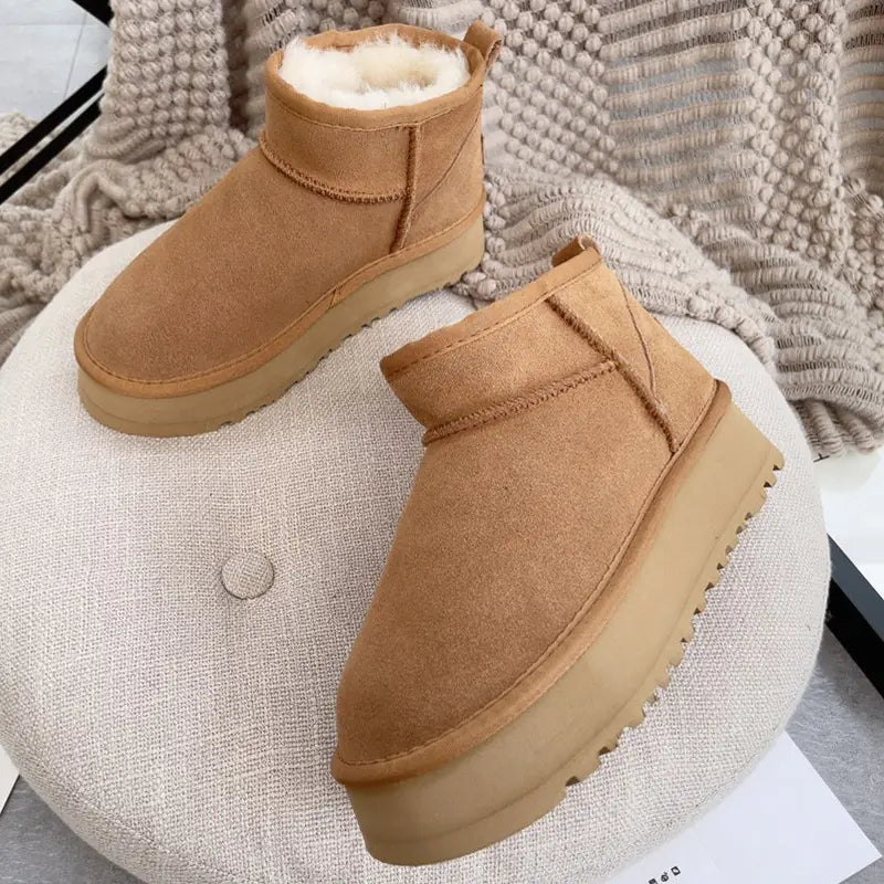Women's Thick-soled Winter Boots - Warm Short Ankle Shoes Mimarta
