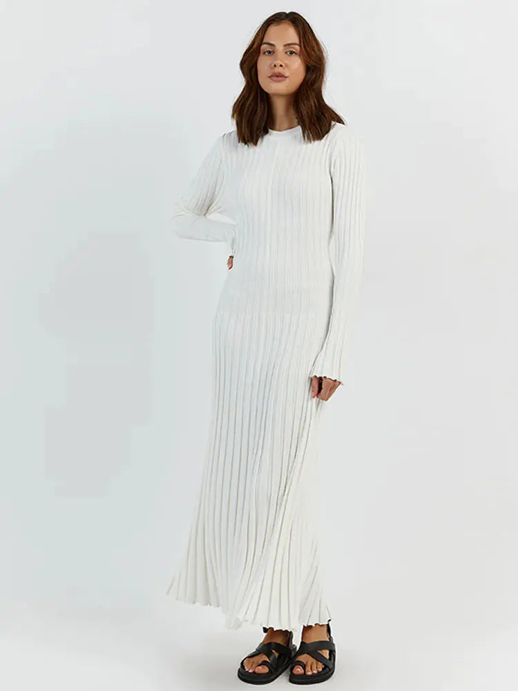 Ribbed Knit Maxi Dress: Elegant Autumn Style Rieworkes