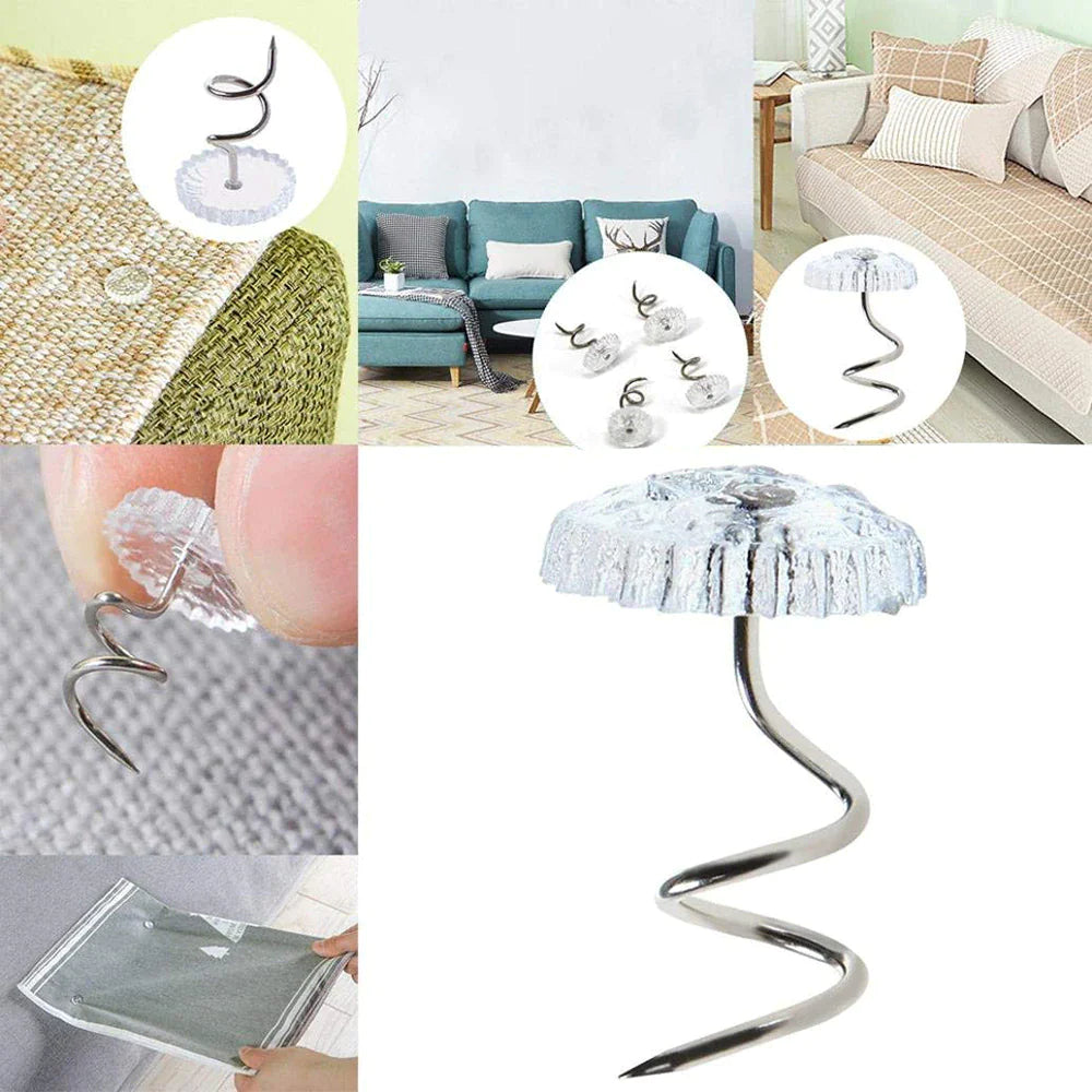 50 Pcs Upholstery Tacks Headliner Pins Clear Heads Twist Bed Fabric Sofa Chair Mimarta