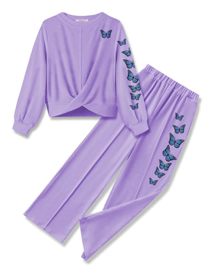 Arshiner Girls Jogger Sets 2 Piece Tracksuit Twist Front Casual Long Sleeve Sweatshirt and Long Sweatpants Sweatsuit Mimarta