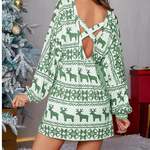 Women's Christmas Crew Neck Long Sleeve Casual Dress Mimarta