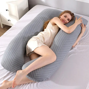 Sleeping Support Pillow For Pregnant Women Body PW12 100% Cotton Rabbit Print U Shape Maternity Pillows Pregnancy Side Sleepers Rieworkes