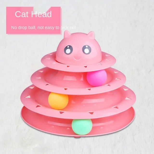 Turntable Balls 4 Layers Play Track Plate Cats Toys Rieworkes
