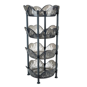 Kitchen Details 4 Tier Large Basket Shelf | Round | Storage & Organizer | Kitchen | Bathroom | Laundry Room | Office | Good for Food and Kitchen Supplies | Smoke Grey Rieworkes