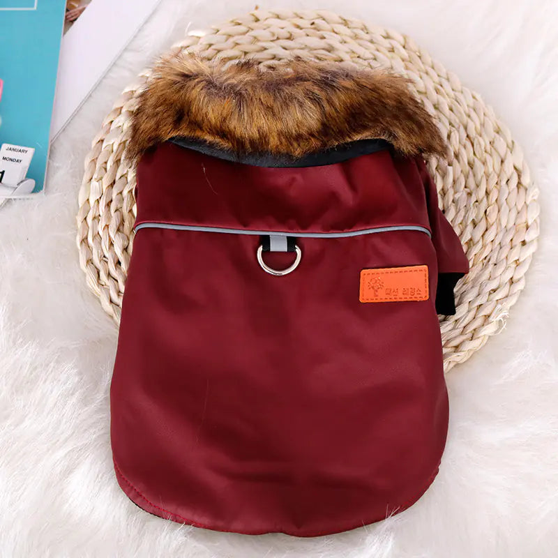 Reflective Warm Pet Fur Coat with Collar Mimarta