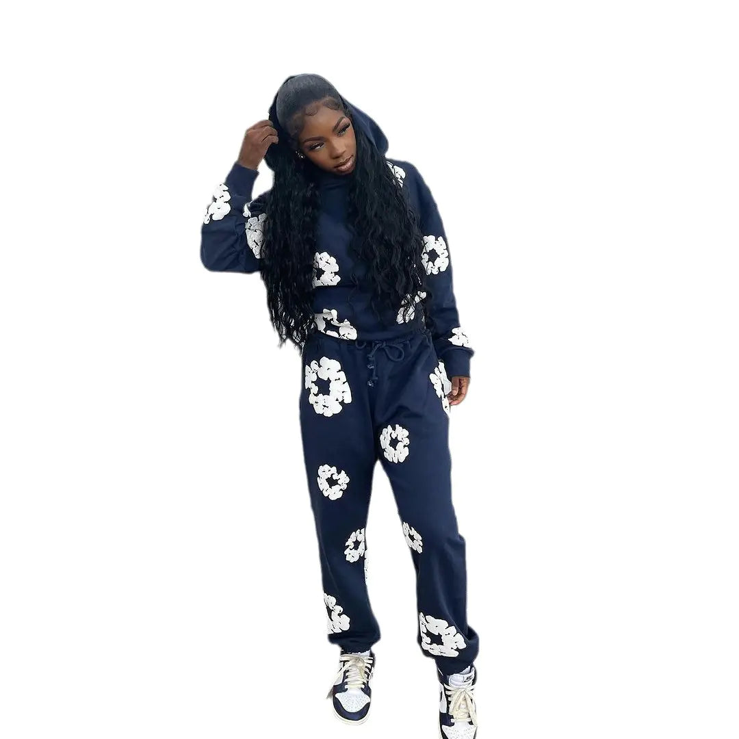 XS0021 2023 Fall Winter Floral Sweatshirt Set Mimarta
