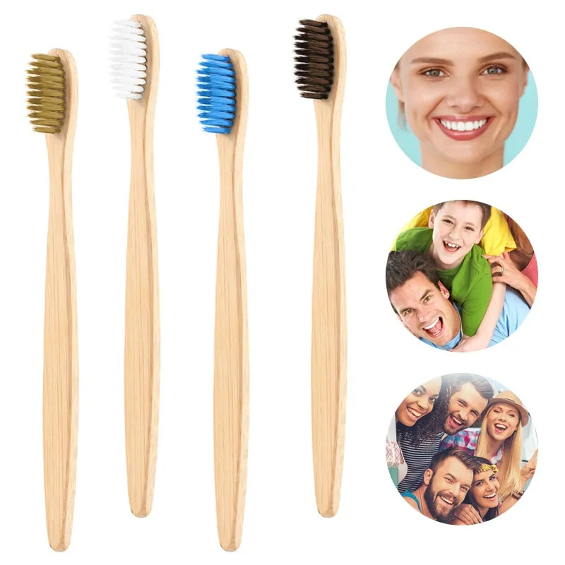 Natural Bamboo Toothbrush Flat Bamboo Handle Soft Bristle Toothbrush Rieworkes