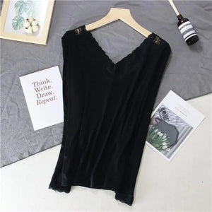 Women Lace V-neck Long-sleeved Thermal  Slim Warm Top Rieworkes