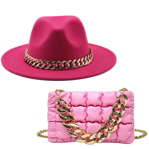 Fedora Hats Women Luxury Accessories Gold Chain Rieworkes