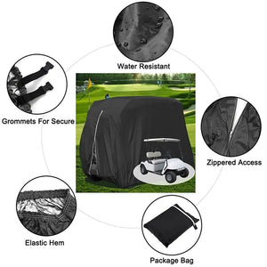 Waterproof Golf Cart Cover Zipper 4 Passenger EZ GO Club Car Yamaha Elastic Hem Rieworkes