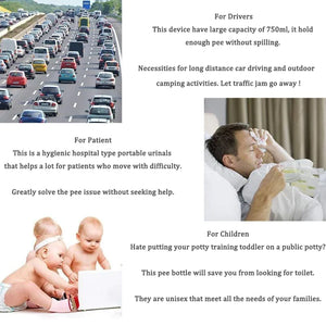 Male Female Portable Urinal Travel Camping Car Toilet Pee Bottle Emergency Kit Rieworkes