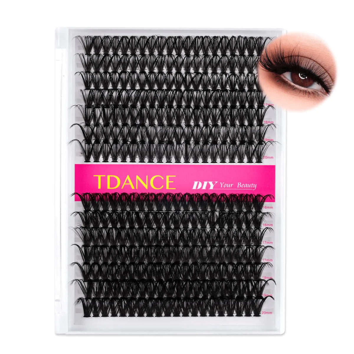TDANCE Lash Clusters DIY Eyelash Extensions 280 Pcs 40D+50D Cluster Lashes C D Curl Individual Lashes Cluster Reusable Soft & Comfortable DIY Lash Extensions at Home(40D+50D,C Curl,16-20mm) 40D+50D-Long-C Rieworkes
