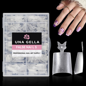 UNA GELLA Short Coffin Fake Nails 504Pcs Half Cover Matte Nail Tips Extra Short Coffin Gel X Nail Tips No C Curve Pre-buff No Need File Salon Quality Nail Extension DIY Nail Art Salon 12 Sizes C3-Half Short Coffin Rieworkes