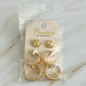 Cabled Trio Set Hoop Earrings Mimarta