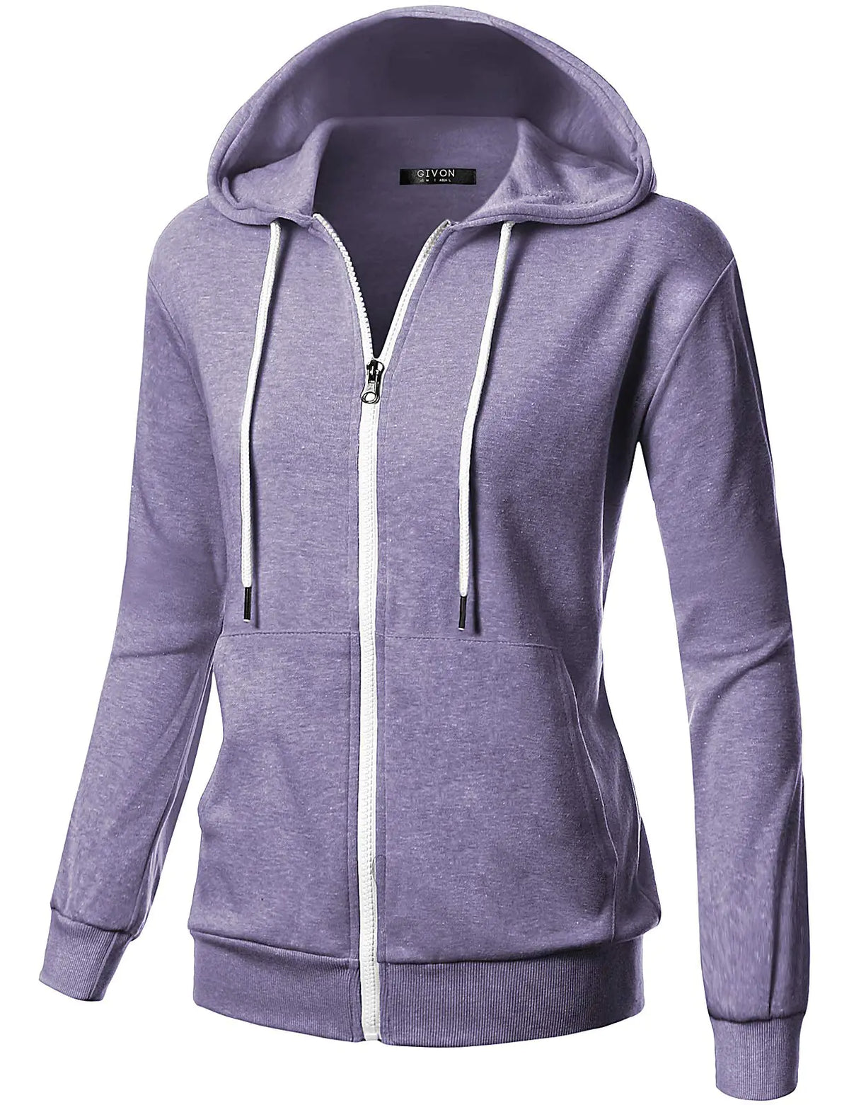 GIVON Basic Lightweight Zip Up Hoodie Long Sleeve Thin Hooded Jacket for Women with Plus Size Inside Pocket(dcf200)-lavender X-Small Rieworkes