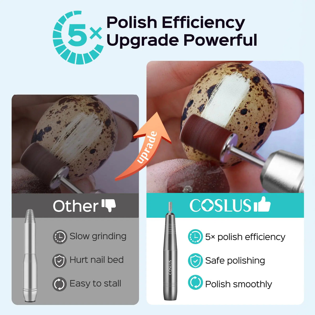 COSLUS Electric Nail Drill File Professional: for Acrylic Gel Dip Powder Nails Portable Nail Drill Machine Kit Manicure Pedicure Tools Polishing Set with Nail Drill Bits Sanding Bands Grey Rieworkes