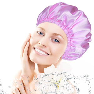 Shower Caps for Women, 4 PCS Elastic and Reusable Bath Caps, Double Waterproof Layers Shower Cap, Bathing Shower Caps, Environmental Protection Hair Bath Hat - Solid Color Solid Color 4 PCS/Set Rieworkes