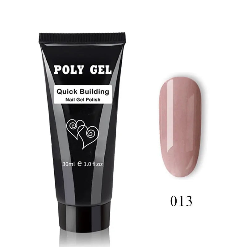 French Nail Art Poly Gel Kit with UV Brush and Nail Tips Rieworkes