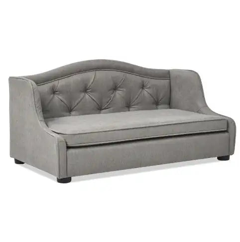 Robin 35 Tufted Wingback Pet Sofa Bed, Medium, Uptown Gray Stain Resistant High Performance Polyester Mimarta