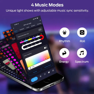 RGB LED Neon Light Bar with WiFi, App and Voice Control, Music Sync – Ideal for TV Backlighting and Room Decoration Rieworkes