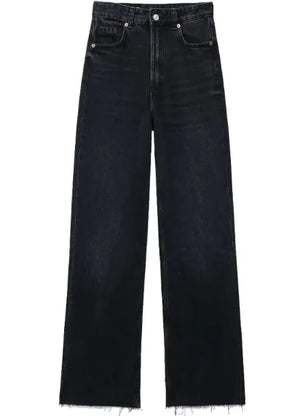 Fashion Casual High Waist Straight Wide Leg Denim Trousers For Women Rieworkes
