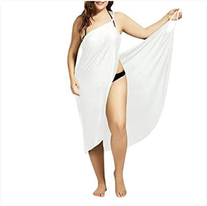 Solid Color Cross-Strap Beach Dress Rieworkes