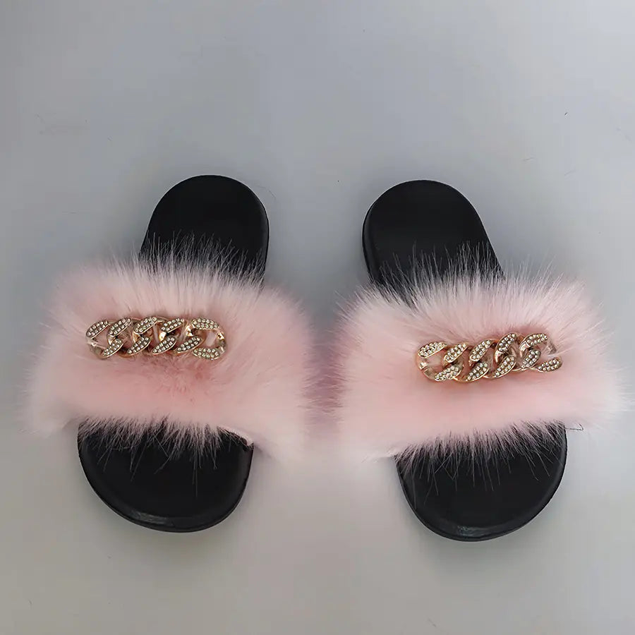 Plush Imitation Fox Fur Flip Flops Fashion Slippers Rieworkes