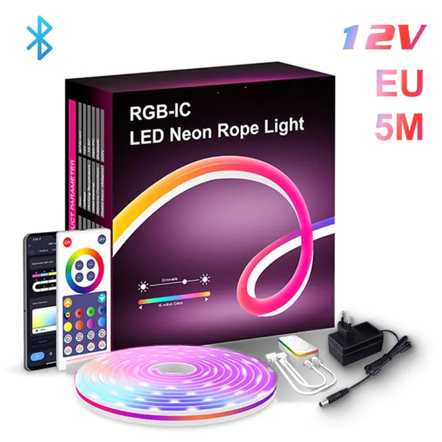 RGB LED Neon Light Bar with WiFi, App and Voice Control, Music Sync – Ideal for TV Backlighting and Room Decoration Rieworkes