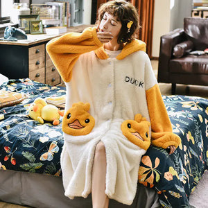 Hooded Coral Fleece Kimono Robe for Women Mimarta