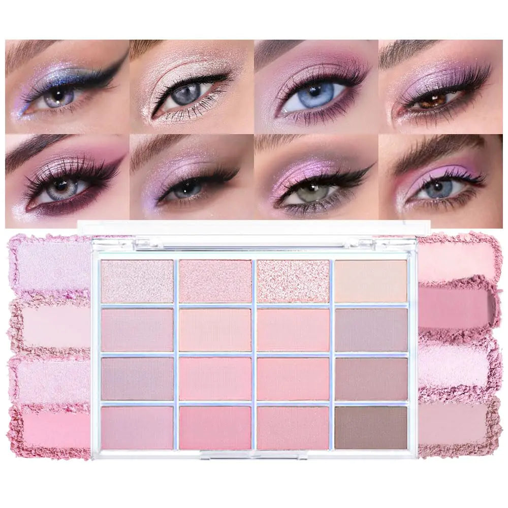 16Colors Pink Nude Taupe Basics Matte Eyeshadow Palette,Muted Pink Eye Shadow Makeup Travel Makeup Palette all in one Long Lasting Waterproof Ultra-Blendable,Great for Travel Gift Kit 02#Pink Nude Taupe Rieworkes