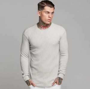 New Sports Bottoming Shirt Men's Fitness Casual Men's Slim Knit Sweater Long-Sleeved T-Shirt Rieworkes