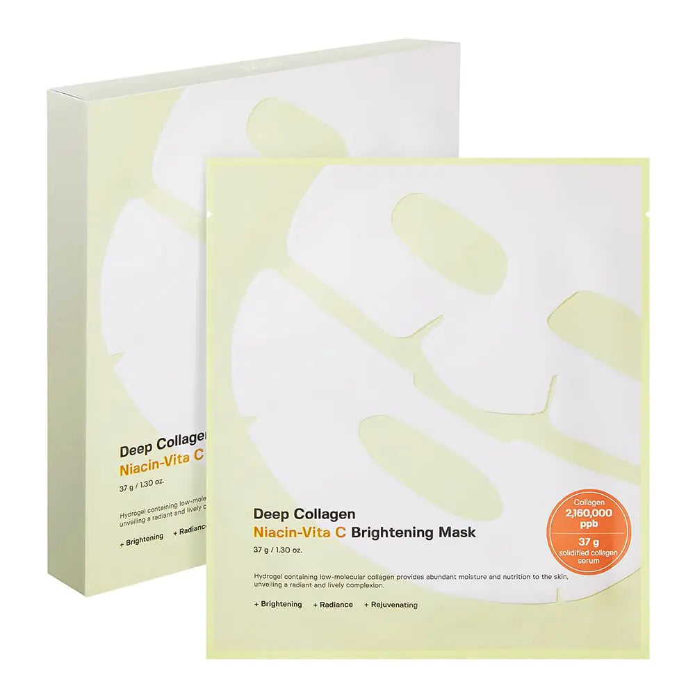 Deep Collagen Niacin-Vita C Brightening Overnight Mask 37gx4ea | The real collagen 2,160,000ppb | Facial Hydrogel Masks with low molecular weight collagen for elasticity and dark spot 4 Count (Pack of 1) Rieworkes