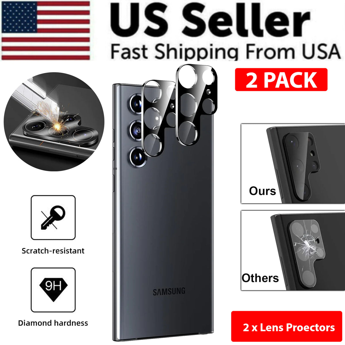 Tempered Glass Screen Protector Lens Hydrogel For Samsung S23 S22 Ultra Plus USA Rieworkes