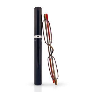 MicroVision Optical Original Mini Reader Reading Glasses With Tube Case Durable Stainless Steel Frame For Women and Men Lightweight & Pocket-Sized Eyeglasses as Seen on Oprah Tortoise +1.00 Mimarta