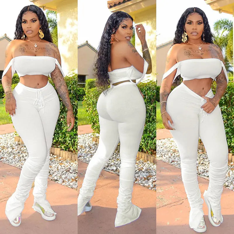 Summer Women's Casual Outfit with Off-Shoulder Design Mimarta
