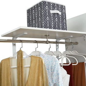 306 Closet Organizer System with Closet Shelves Wall Mounted, White Clothing Racks for Hanging Clothes, Clothes Organizer with Closet Drawers, Wooden Wardrobe Closet System with Hanging Rod Rieworkes