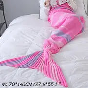 Striped Mermaid Blanket for Office and Living Room Rieworkes