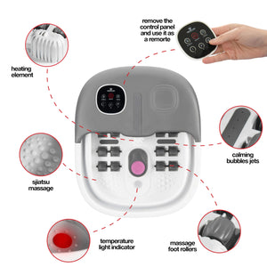 Medical king Foot Spa with Heat and Massage and Jets Includes A Remote Control A Pumice Stone Collapsible Foot Spa Massager with Heat and Massage Bubbles and Vibration Grey Rieworkes