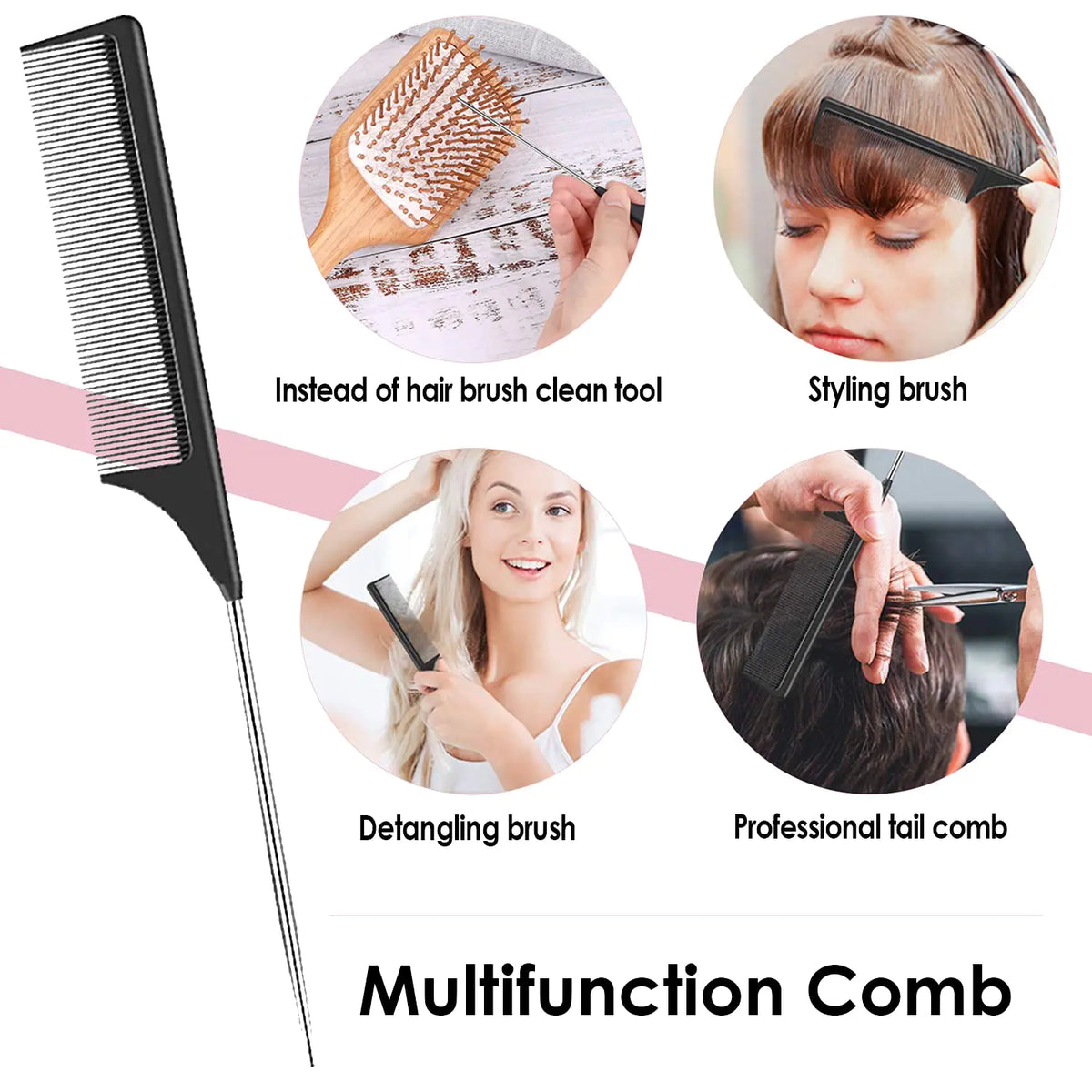 Sofmild Hair Brush-Natural Wooden Bamboo Brush-Eco Friendly Detangle Paddle Hairbrush for Women Men and Kids Massage Scalp Increase Hair Growth Rose Rieworkes
